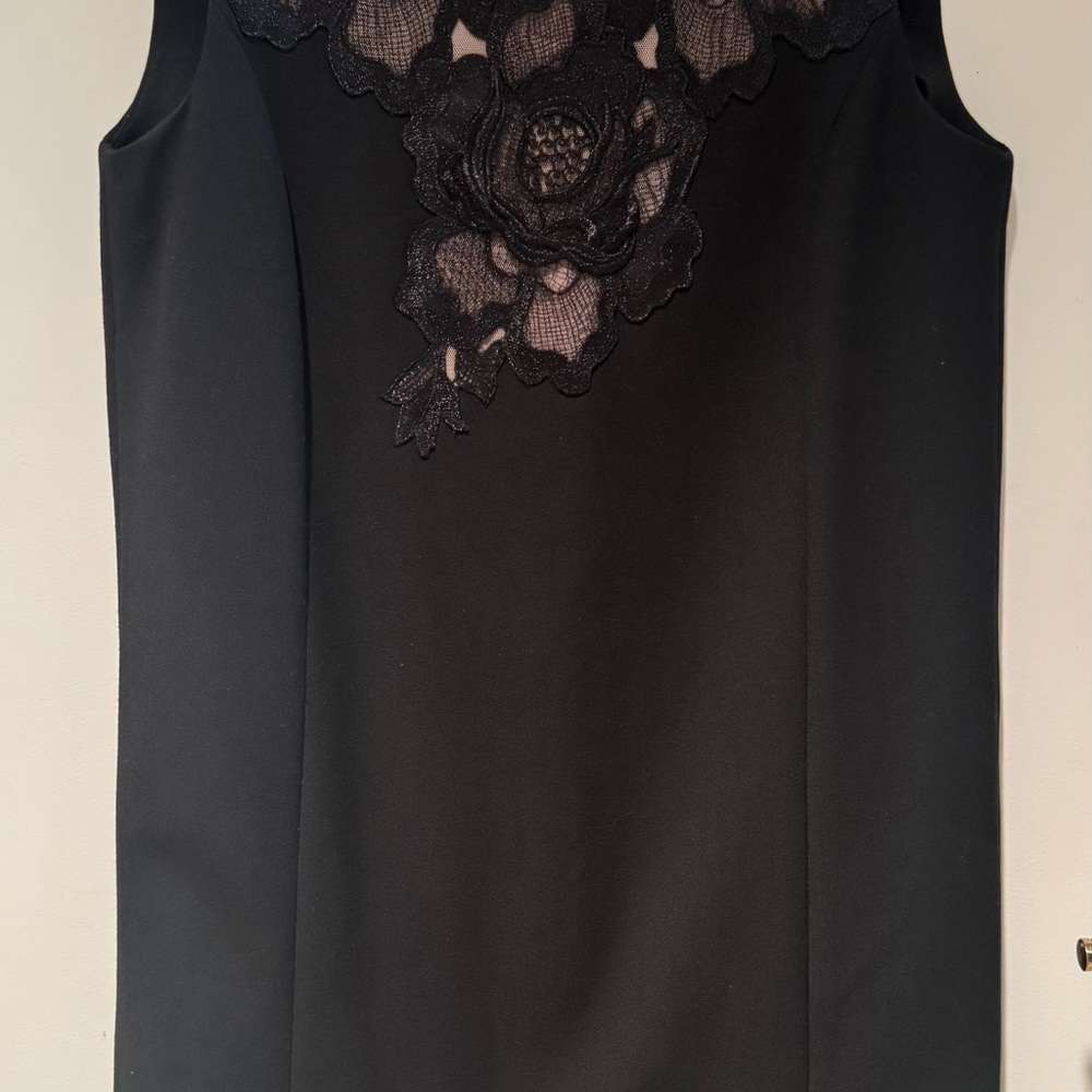 BCBGMaxAzria Black and Beige Lace Blouse